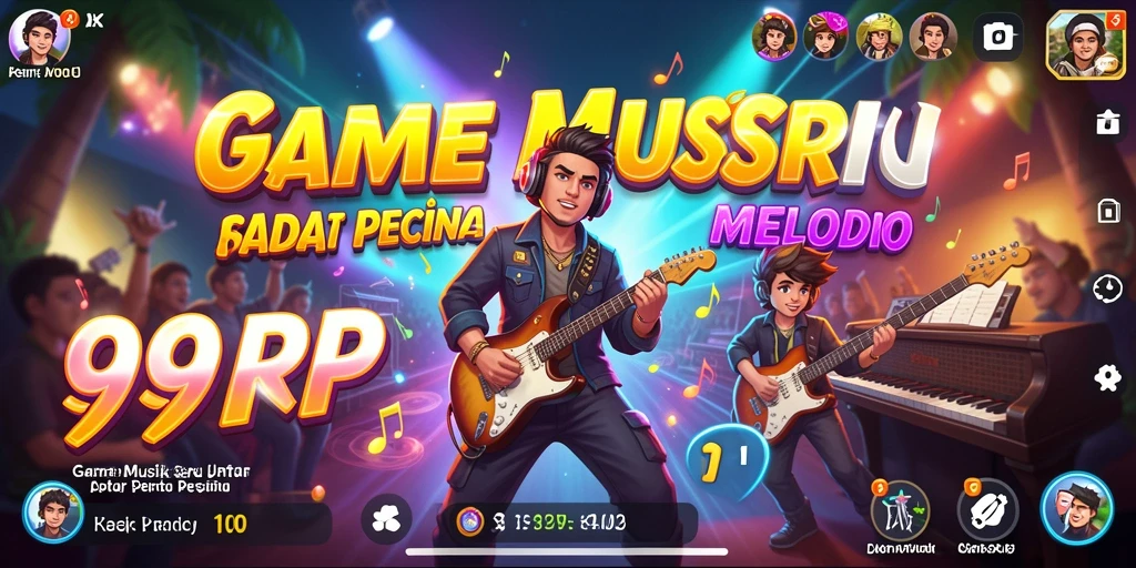 Screenshot gameplay 99RP menampilkan pemain yang asyik berlatih musik.