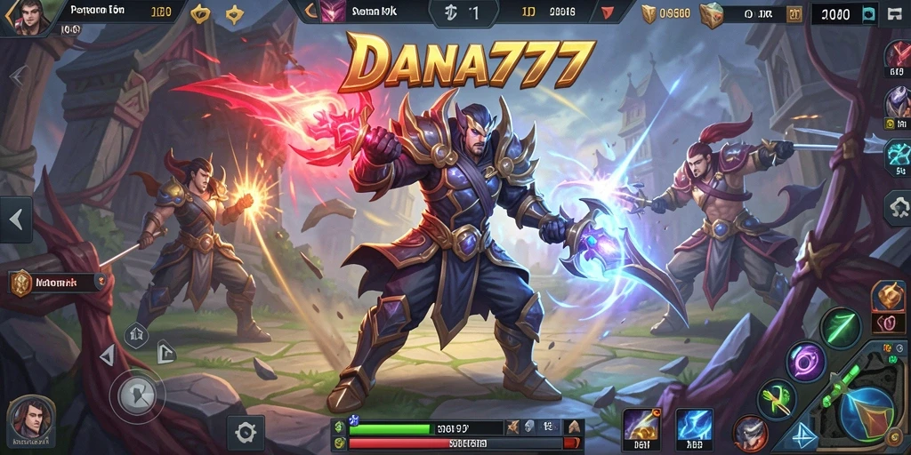 Tangkapan layar DANA777 menampilkan pertarungan intens di arena MOBA.