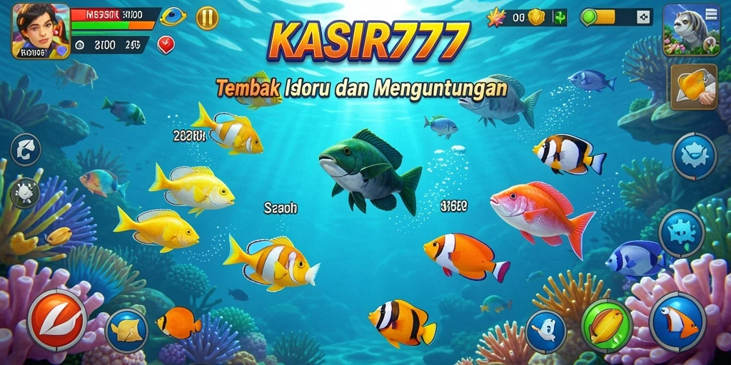 Tampilan gameplay KASIR777 dengan aksi menangkap ikan.