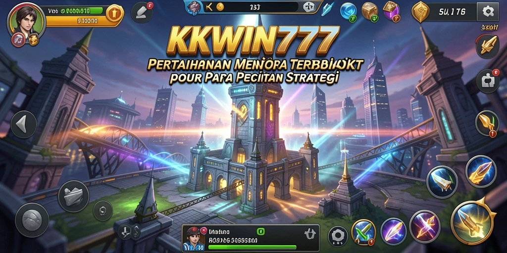 Tampilan menarik gameplay Tower Defense KKWIN777 dengan menara dan musuh.