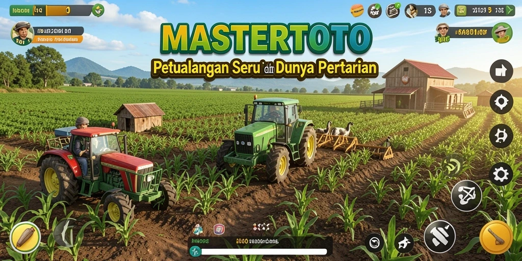 Tampilan gameplay MASTERTOTO menunjukkan aktivitas bertani yang seru dan interaktif.