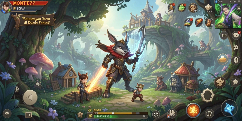 Tampilan gameplay <strong>MONTE77</strong> dengan pertarungan yang seru dan grafis yang menawan.