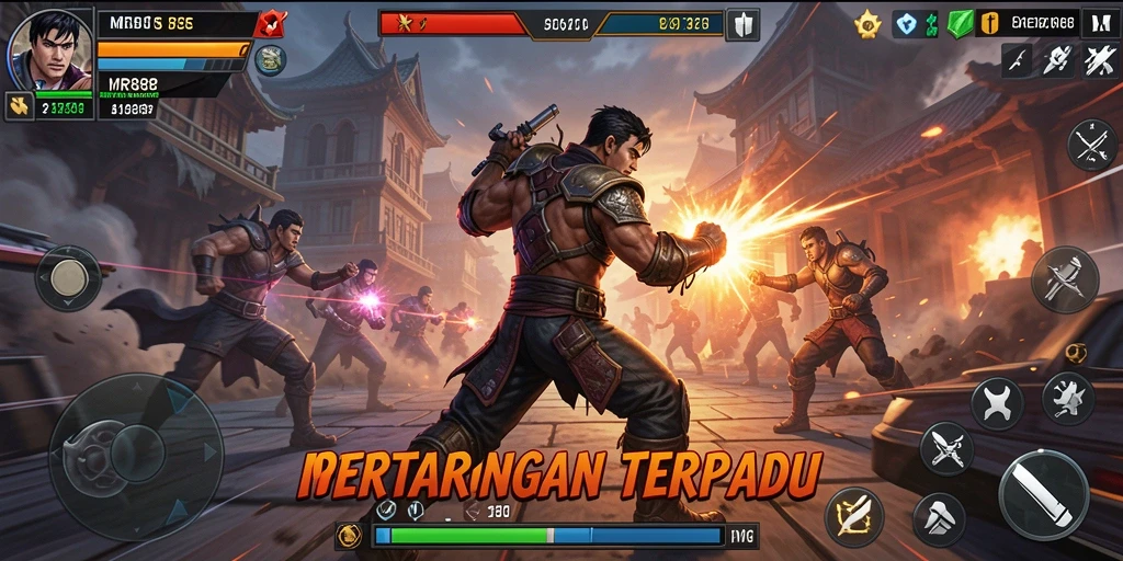 Tangkapan layar gameplay MR888 yang penuh aksi dan strategi pertarungan.