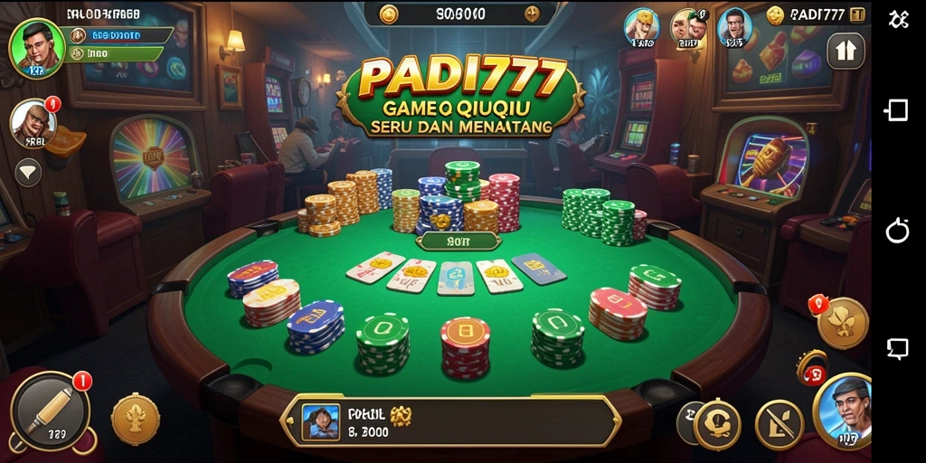 Screenshot gameplay PADI777 menampilkan aksi seru permainan QiuQiu.