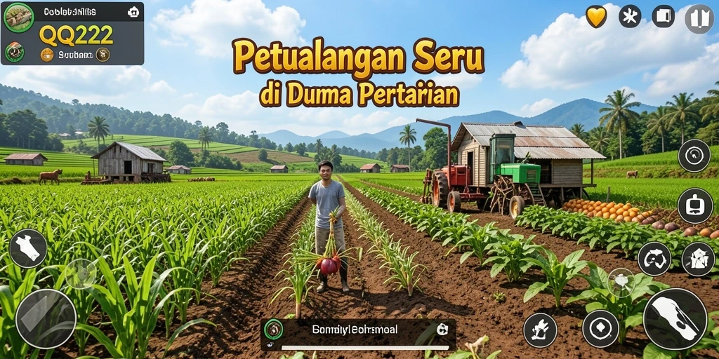 Screenshot gameplay QQ222 yang menampilkan aktivitas bertani yang menarik.