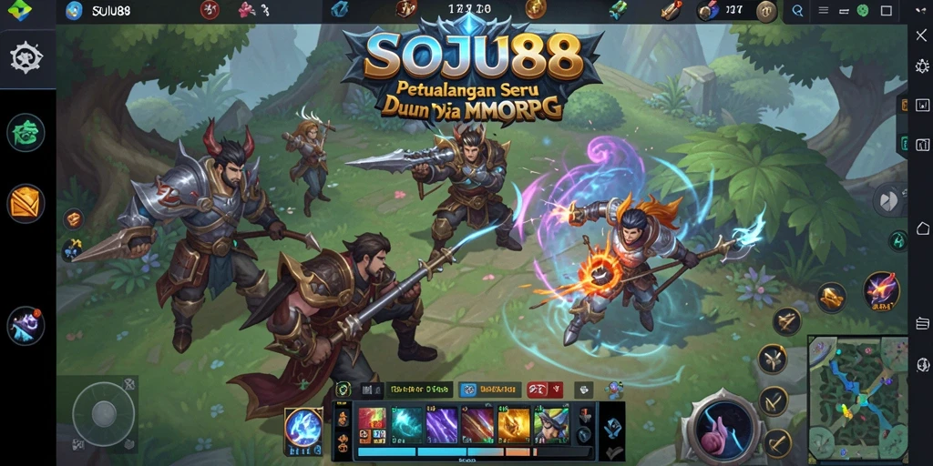 Tangkapan layar gameplay SOJU88 menunjukkan aksi seru di dunia MMORPG.