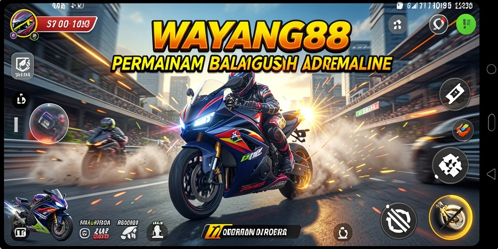 Tampilan gameplay menegangkan dari balapan motor di WAYANG88.